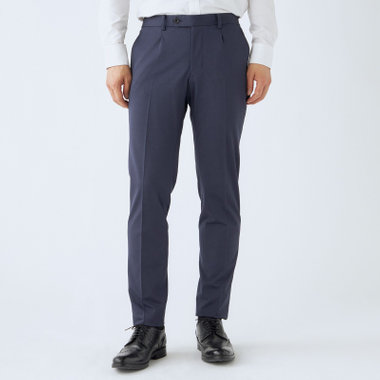 【WEB限定/OUTLET/汚れ・キズ等有】【JOHN PEARSE comfort navy】【春夏】機能性ポリエステル 1タックパンツ/ネイビー/ウエストシャーリング仕様/ULTRA MOVE/RIRANCHA※裾上げ必要