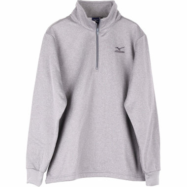 【WEB限定/OUTLET/汚れ・キズ等有】【MIZUNO】スタンドハーフジップスウェット/グレー/動きやすさ Dynamotion Fit