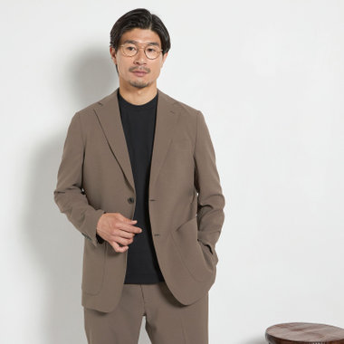 【HIGH SPEC MOTION】【春夏】ポリエステル2釦シングルジャケット/ブラウン