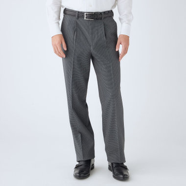 【JOHN PEARSE White】【秋冬】高機能ポリエステル 1タックスラックス/グレー＆ブラック×ハウンドトゥース/ウエストムーブ/ULTRA MOVE/裾上げ必要