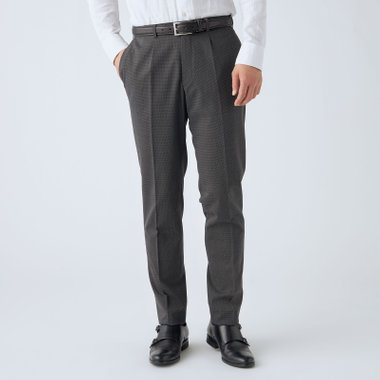 【ULTRA MOVE CROSS】【JOHN PEARSE comfort】【年間】ショートタックスラックス/グレー×ハウンドトゥース/※裾上げ必要