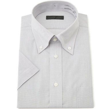 【半袖】【DUKEMORGAN】【形態安定】ボタンダウンワイシャツ/グレー