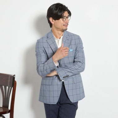 【stanley blacker new york】【春夏】2釦ジャケット/グレー×ウィンドペン