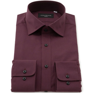 【JOHN PEARSE Black】【SLIM】【形態安定】ワイドカラーワイシャツ/ワイン