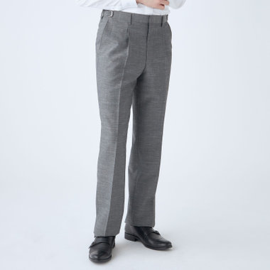 【Donato Vinci Italy】【春夏】ウールリネンブレンド1タックパンツ/グレー/アジャスター仕様/※裾上げ必要