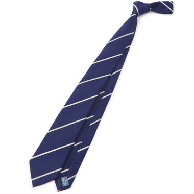 【JOHN PEARSE White】シルクポリエステルストライプ柄ネクタイ/8.0㎝幅/ネイビー