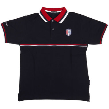 【stanley blacker】【半袖】トリコロールラインポロシャツ/ネイビー