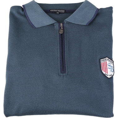 【stanley blacker】【長袖】胸刺繍長袖ジップポロシャツ/グリーン