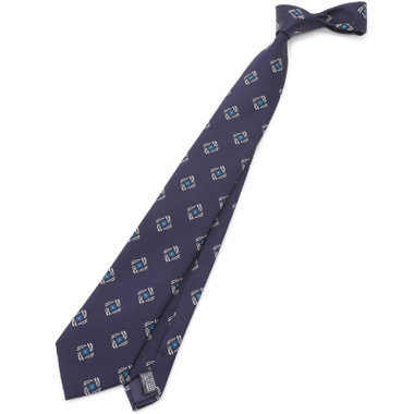【JOHN PEARSE White】シルクブレンド小紋柄ネクタイ8.0cm幅/ネイビー