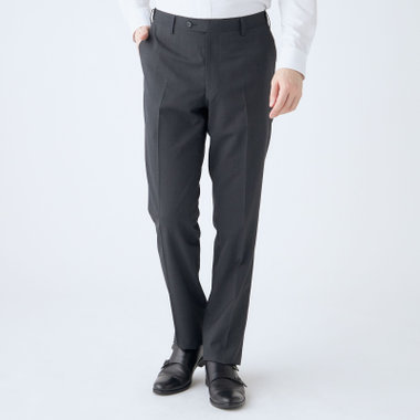 【JOHN PEARSE Black SELECT LINE】【春夏】ウールブレンド 0タックパンツ/グレー×チェック/ウエストムーブ仕様/ULTRA LIGHT SPEC※裾上げ必要