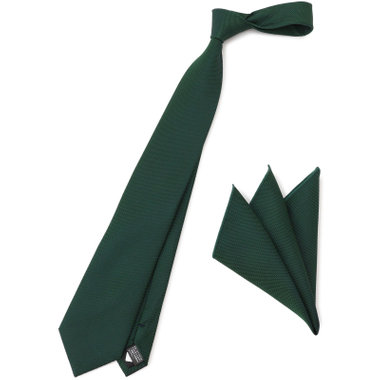 【イージーパーソナルカラータイ】【KANSAIMAN collection】シルクネクタイ＆ポケットチーフ付き/8.0㎝/冬 グリーン