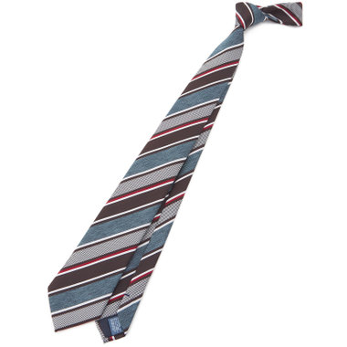 【JOHN PEARSE White】シルクポリエステルストライプ柄ネクタイ/8.0㎝幅/グリーン