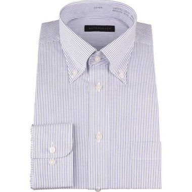 【WEB限定/OUTLET/汚れ・キズ等有】【DUKEMORGAN】【形態安定】ボタンダウンワイシャツ/ブルー×ストライプ