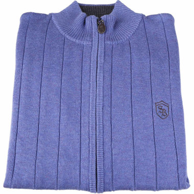 【stanley blacker】【長袖】胸刺繍ダブルジップスタンドカーディガン/パープル