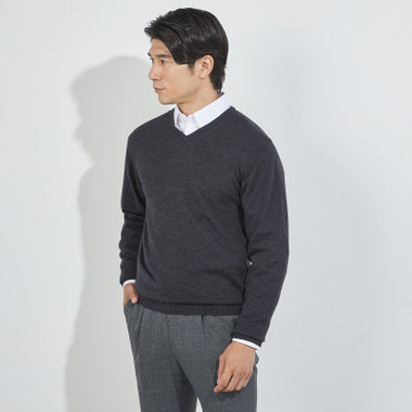 【JOHN PEARSE comfort navy】【秋冬】Vネックセーター/グレー
