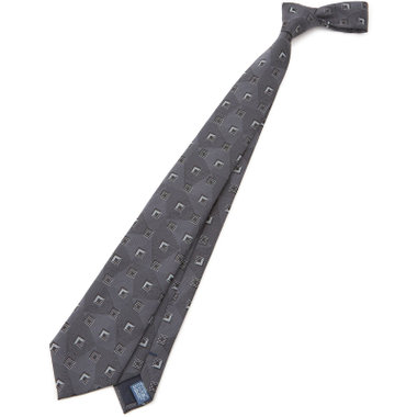 【JOHN PEARSE White】シルクポリエステル小紋柄ネクタイ8.0cm幅/グレー