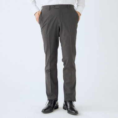 【JOHN PEARSE Black SELECT LINE】【春夏】機能性ポリエステル 0タックパンツ/グレー/ウエストシャーリング仕様/ULTRA MOVE/※裾上げ必要