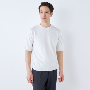 【半袖】ニットTシャツ/ホワイト