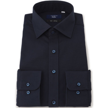 【JOHN PEARSE comfort navy】ワイドカラーワイシャツ/ネイビー/ULTRA MOVE「ニット素材」「ノーアイロン」「ストレッチ」「高通気性」