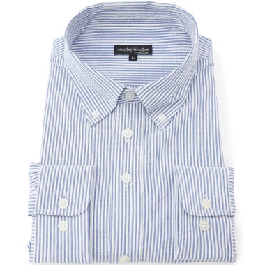 【stanley blacker new york】【長袖】シアサッカーギンガムチェックカッタウェイシャツ/ネイビー