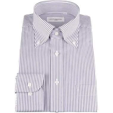 【JOHN PEARSE White】【形態安定】ボタンダウンドレスシャツ/ホワイト×ネイビーストライプ/Oil guard