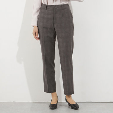 【Diana】【秋冬】パンツ/グレー×チェック/ウォッシャブル＆ストレッチ/裾上げ済仕様