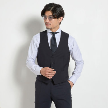 【JOHN PEARSE BLACK】【年間】リバーシブルジレ(ベスト)/ネイビー＆グレー/SHOWER CLEAN