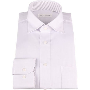 【JOHN PEARSE White】【形態安定】ワイドカラードレスシャツ/グレー×ドビー/Oil guard