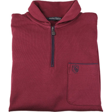 【stanley blacker】【長袖】胸刺繍スムースハーフジップカットソー/ワイン