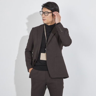 【JOHN PEARSE comfort navy】【秋冬】2釦シングルジャケット/ブラウン/パッチポケット/ULTRA MOVE/ウォッシャブル