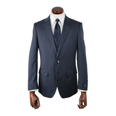 【WEB限定/OUTLET/汚れ・キズ等有】【JOHN PEARSE Black SELECT LINE】【春夏】2釦シングルスーツ/ネイビー×ストライプ/ ULTRA LIGHT SPEC