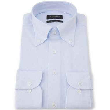 【Donato Vinci Italy Uomo】【ノーアイロン】ボタンダウンカラーワイシャツ/ブルー×ドビー/ULTRA MOVE/オイルガード/ニット素材