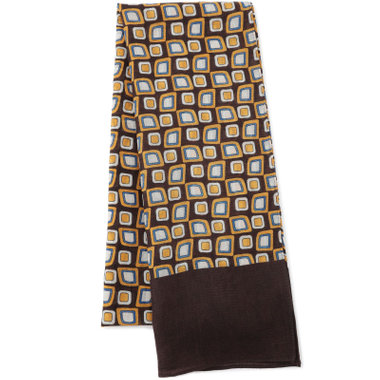 ウールスカーフ/ブラウン×小紋柄