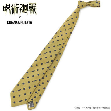 【呪術廻戦コラボ】【七海 建人イメージカラー】シルクブレンドドットネクタイ/ゴールド