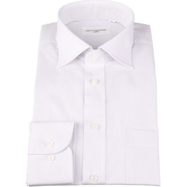 【JOHN PEARSE White】【形態安定】ワイドカラードレスシャツ/ホワイト×ストライプ/Oil guard