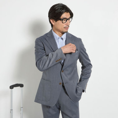 【stanley blacker new york】【春夏】2釦ジャケット/グレー×ソラーロヘリンボーン