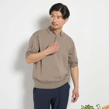 【JOHN PEARSE comfort navy】【半袖】ニットポロ/ブラウン
