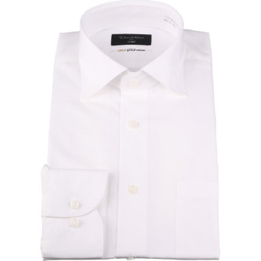 【Donato Vinci Italy Uomo】ワイドカラードレスワイシャツ/ホワイト/Tough釦/GIZA COTTON