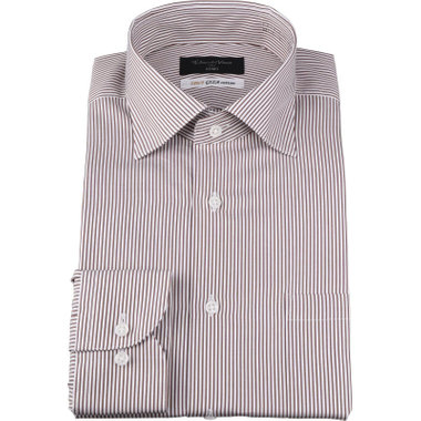 【Donato Vinci Italy Uomo】ワイドカラードレスワイシャツ/ホワイト×ブラウスストライプ/Tough釦/GIZA COTTON