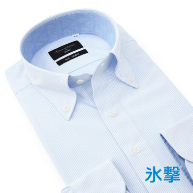 【FREEZETECH 氷撃：酷暑対策シャツ】【Donato Vinci Italy Uomo】【STYLISH】ボタンダウンカラーワイシャツ/ホワイト×ブルーストライプ/襟袖裏別布/ULTRA MOVE/ノーアイロン・ストレッチ・高通気性