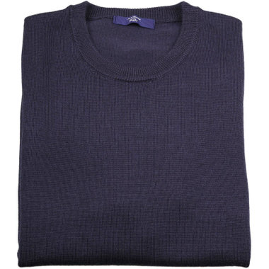 【WEB限定/OUTLET/汚れ・キズ等有】【JOHN PEARSE comfort navy】クルーネックニットセーター/ネイビー/ZEGNA BARUFFA /マシンウォッシャブル