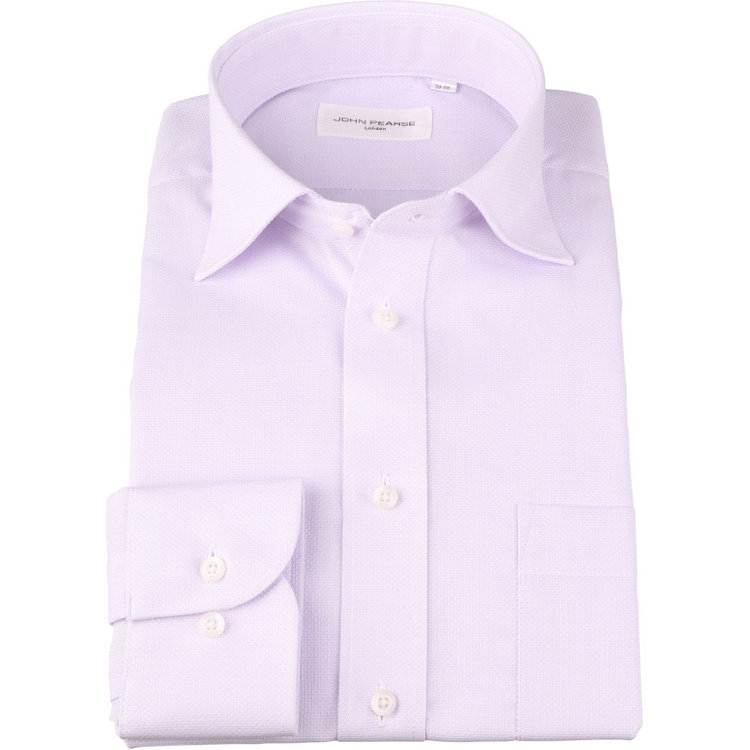 KONAKA　アウトレット 【WEB限定/OUTLET/汚れ・キズ等有】【JOHN PEARSE White】【形態安定】ワイドカラードレスシャツ/パープル×ドビー/Oil guard パープル系(紫)