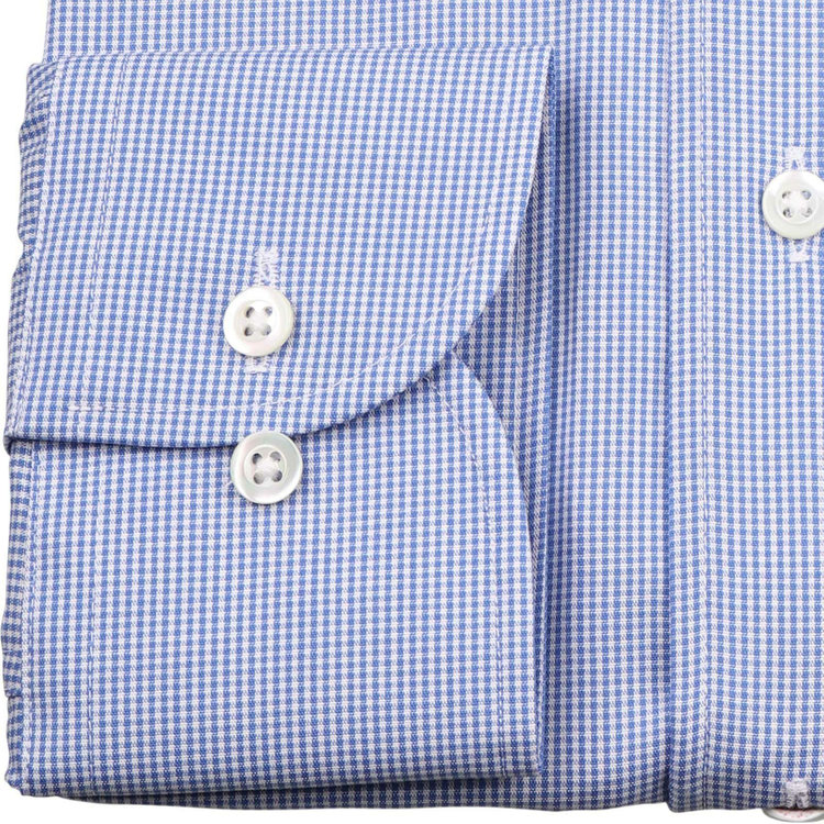 ドナートヴィンチウォモ 【Donato Vinci Italy Uomo】【形態安定】ワンピースカラーボタンダウンドレスワイシャツ/ブルー＆ホワイト×チェック ブルー系(青)