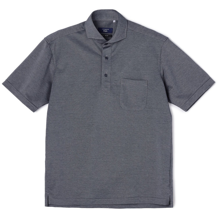 ＪＰコンフォート ネイビー 【半袖】【JOHN PEARSE comfort navy】【ノーアイロン】ホリゾンタルワイドビズポロシャツ プルオーバータイプ/ネイビーグレー/ULTRA MOVE/ニット素材 青濃色