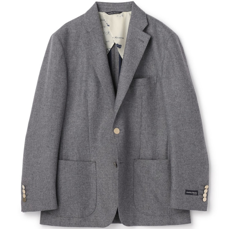 スタンリーブラッカ 【stanley blacker new york】【秋冬】2釦ジャケット/ライトフランネル グレー淡色