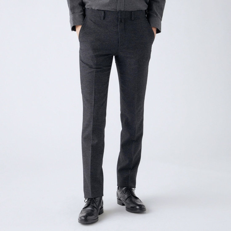 スタンリーブラッカ 【stanley blacker new york】【秋冬】0タックメランジツイードスラックス/グレー/ウエストムーブ仕様/※裾上げ必要 グレー濃色
