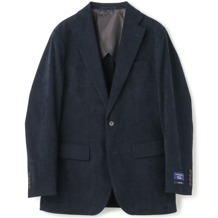 ＪＰ コンフォート 【JOHN PEARSE comfort navy】【秋冬】機能性ポリエステル素材 2釦シングルジャケット/ネイビー×コーデュロイ/ULTRA MOVE 紺濃色