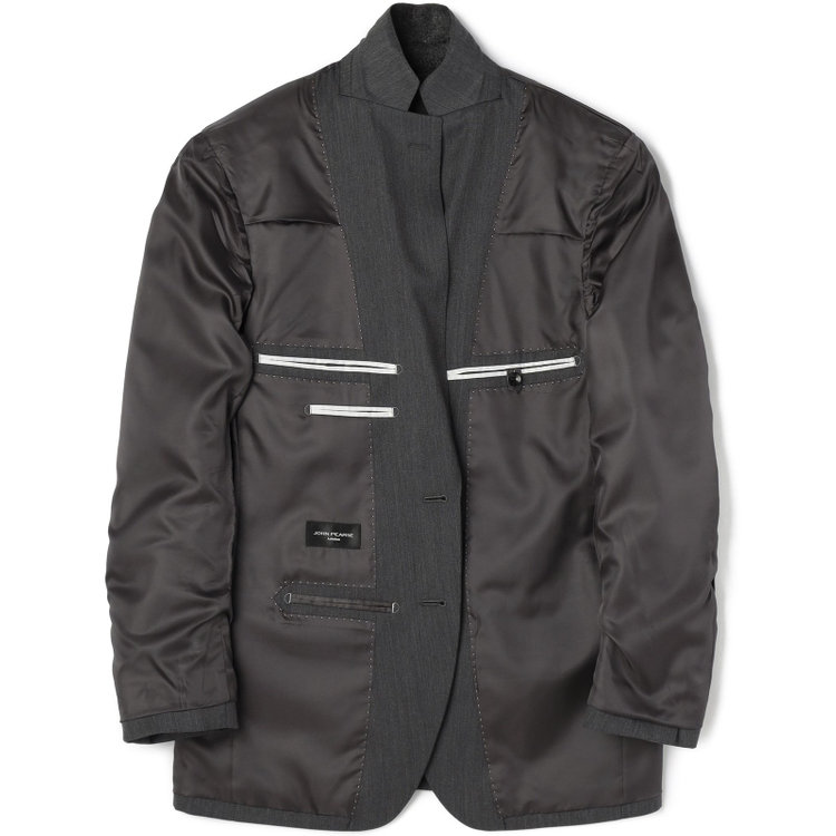 ＪＰセレクトライン 【JOHN PEARSE Black SELECT LINE】【秋冬】スペアパンツ付き/2釦シングルスーツ 0タック/グレー/※裾上げ必要 グレー中間