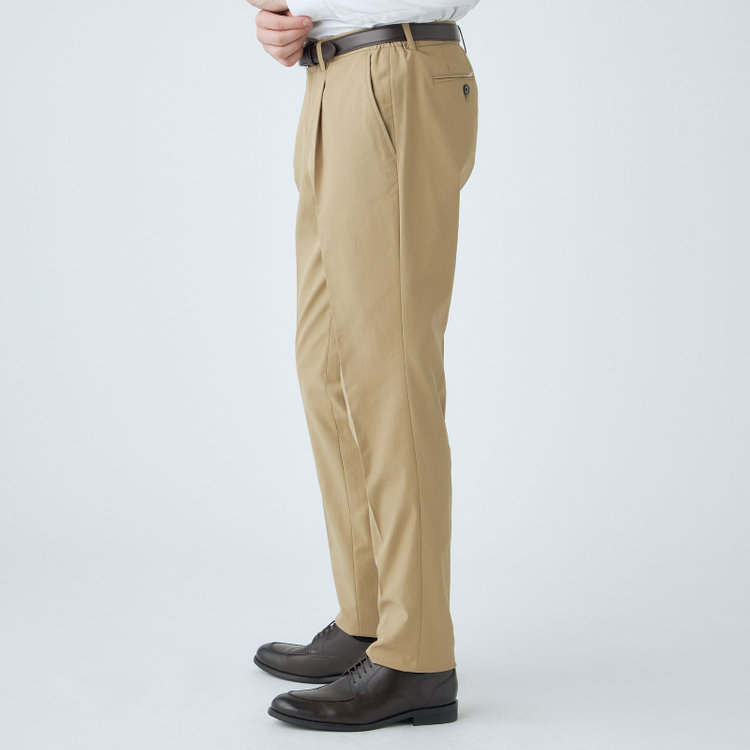 スタンリーブラッカ 【stanley blacker new york】【春夏】1タックストレッチパンツ/ベージュ/ウエストシャーリング仕様/※裾上げ必要 茶淡色