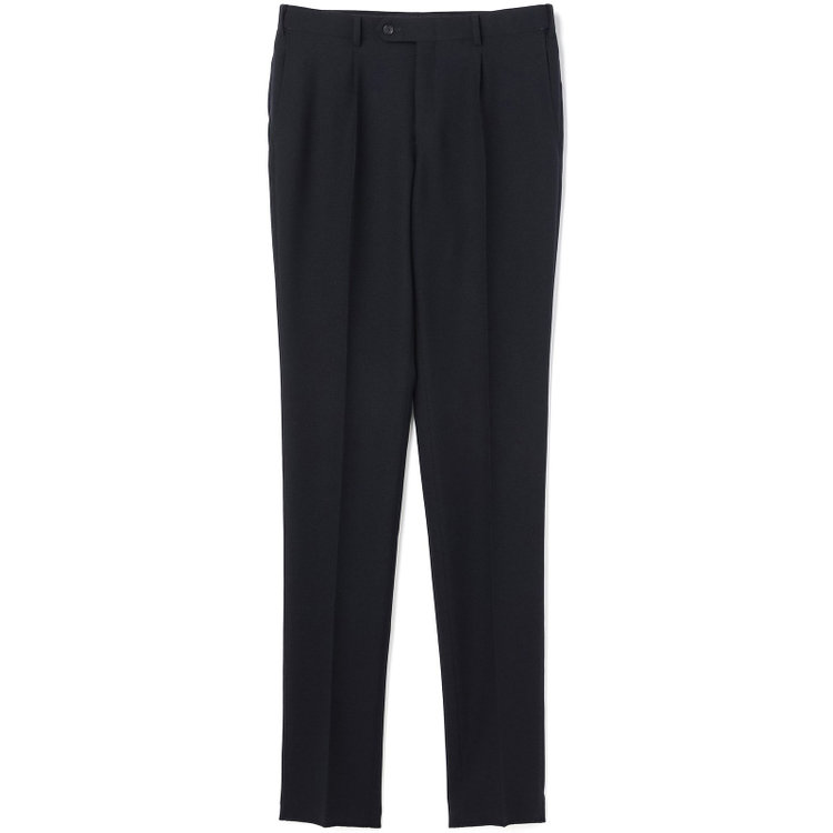 ＪＰコンフォート ネイビー 【JOHN PEARSE comfort navy】【春夏】1タックパンツ/ネイビー×ドットエアー＆カラミ織り/ウエストムーブ仕様/※裾上げ必要 紺中間